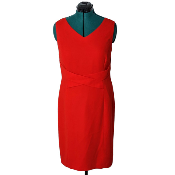 Preston & York Cherry Red Sleeveless Sheath Below Knee Dress Size 16 NEW - Picture 1 of 6